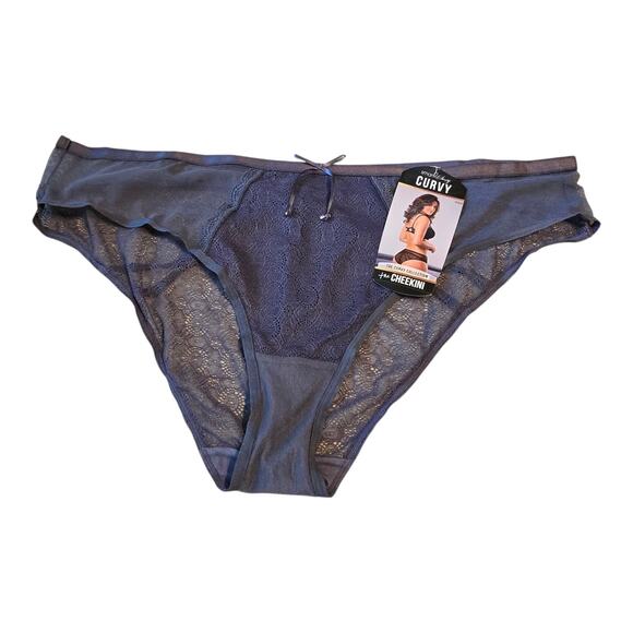 Smart & Sexy The Curvy Collection High Rise Cheekini Womens 10 Gray Lace Mesh - Picture 1 of 8